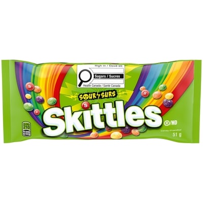Skittles Surs, bonbons à mâcher, sac de format pleine grandeur 51 g, 2,45 $/100g