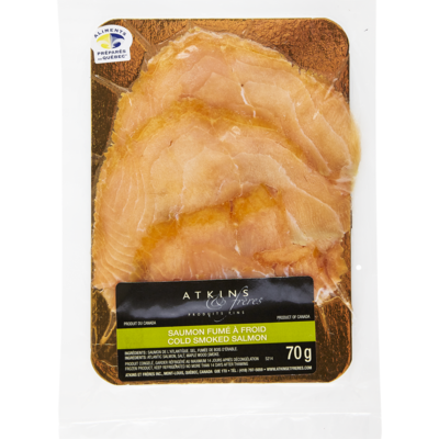 Atkins Saumon de l’Atlantique fumé à froid 70 g, 11,41 $/100g