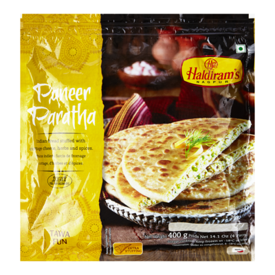 Haldiram’s Paneer paratha 400 g, 1,50 $/100g
