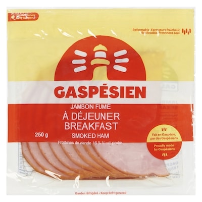 Gaspésien Jambon à déjeuner, tranché 250 g, 2,40 $/100g