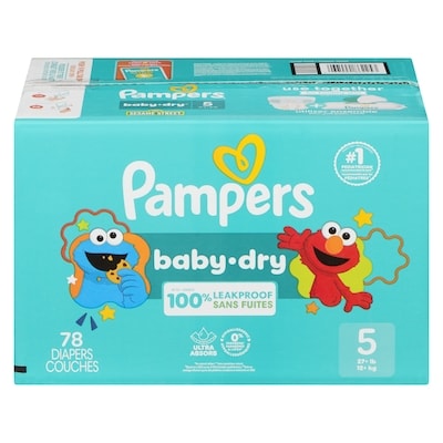 Pampers Couches Baby-Dry, taille 5, 78 couches 78 ea, 0,38 $/1ch