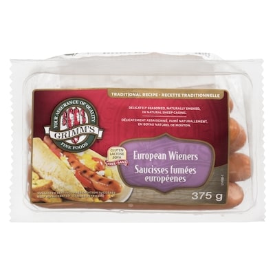 Grimm’s Saucisses de Francfort, européennes 375 g, 2,13 $/100g
