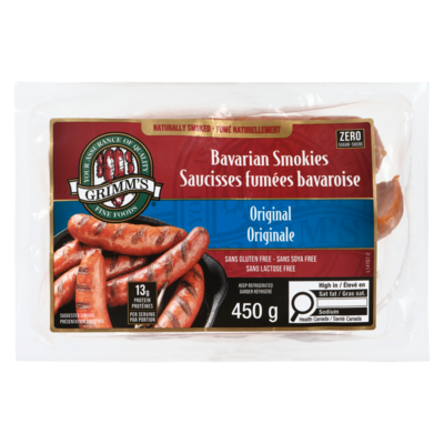 Grimm’s Saucisses fumées, bavaroises originales 450 g, 2,00 $/100g