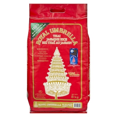 Royal Umbrella Thai Jasmine Rice 8 kg, $0.25/100g