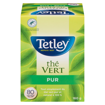 Tetley Thé vert pur 80 ea, 0,14 $/1ch