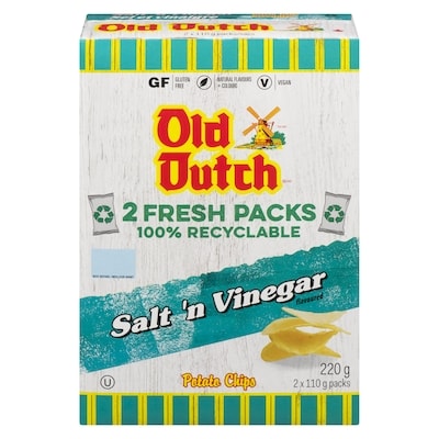 Old Dutch Potato Chips, Salt & Vinegar 220 g, $1.59/100g