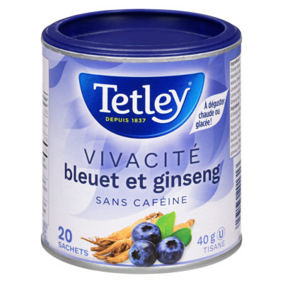 Tetley Tisane Vivacité bleuet et ginseng avec ginkgo 20 ea, 0,25 $/1ch