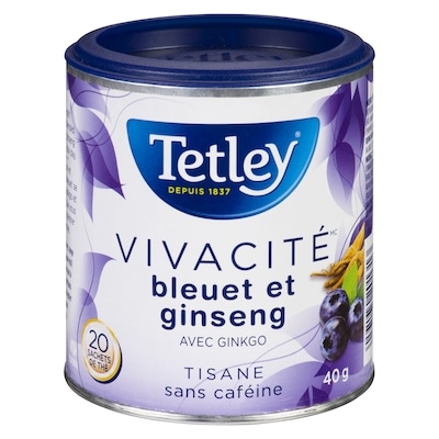 Tetley Tisane Vivacité bleuet et ginseng avec ginkgo 20 ea, 0,20 $/1ch