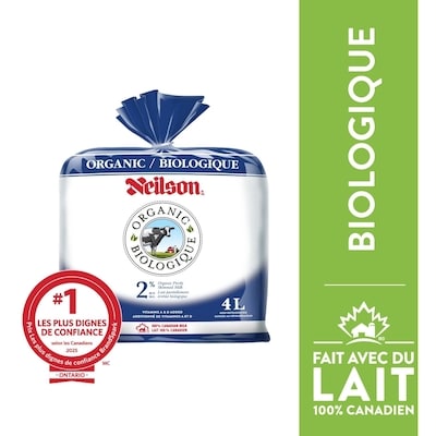 Neilson Lait 2% biologique 4 l, 0,30 $/100ml