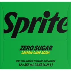 Sprite Lemon Lime Soda Zero Sugar Fridge Pack Cans - 12x355.0 ml