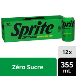 Sprite Boisson gazeuse Zéro Sucre citron-lime canettes 12x355.0 ml, 0,19 $/100ml