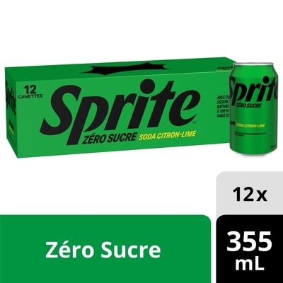 Sprite Boisson gazeuse Zéro Sucre citron-lime canettes 12x355.0 ml, 0,19 $/100ml