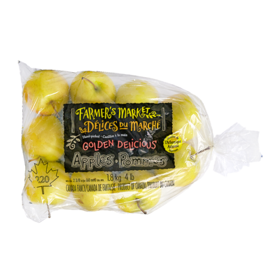 Farmer's Market Golden Delicious Apples, 4 lb Bag 1.81 kg, $0.44/100g