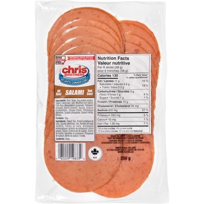 Chris Brothers All Beef Salami 250 g, $2.00/100g