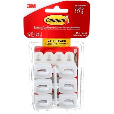 3M Mini Command Hooks, Value Pack White 1 ea, $13.99/1ea