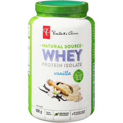 President's Choice Whey Protein Isolate, Vanilla 900 g, $5.00/100g