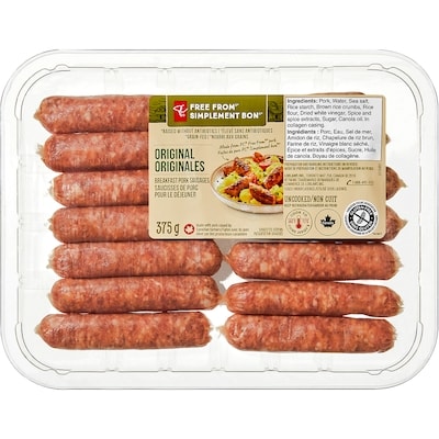 President's Choice Free From Original Breakfast Pork Sausages 375 g, $1.87/100g