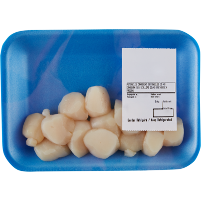 null Scallops, 20-40, Packaged $55.09/1kg $25.00/1lb