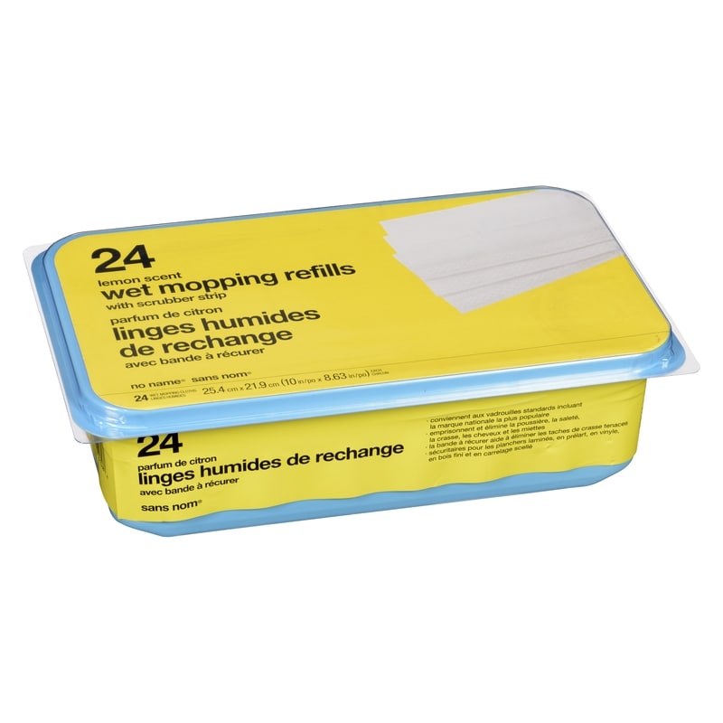 Lemon Scented Wet Mop Refills With Scrubber Strip