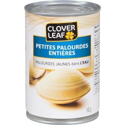 Clover Leaf Petites palourdes jaunes entières dans de l’eau 142 ml, 2,32 $/100ml