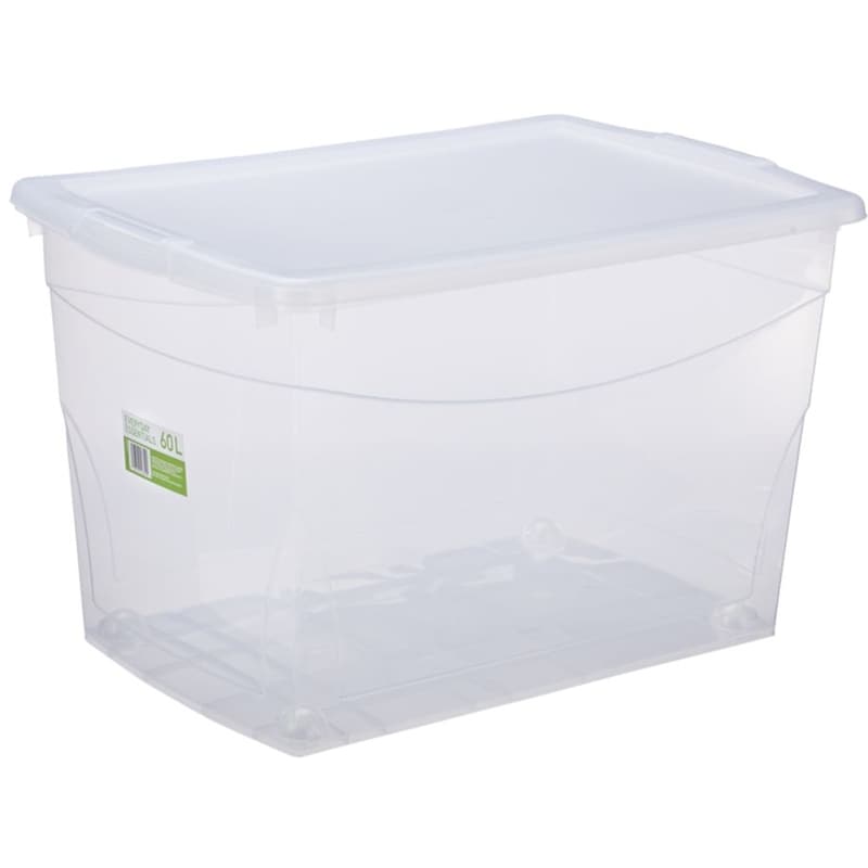 Clear Wheeled Storage Box, 60L