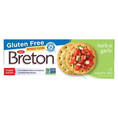Dare Breton Gluten Free Herb and Garlic 135 g, $2.59/100g