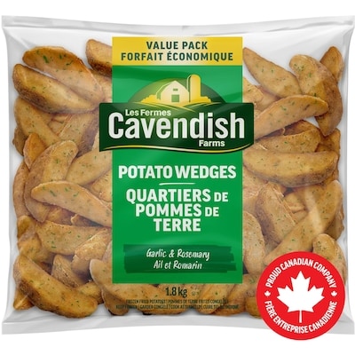 Les Fermes Cavendish Quartiers de Pommes de Terre à l’Ail et au Romarin  1.8 kg, 0,56 $/100g