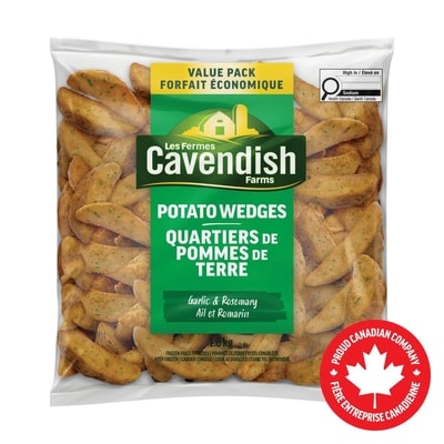 Les Fermes Cavendish Quartiers de pommes de terre à l’ail et au romarin format club 1.8 kg, 0,56 $/100g