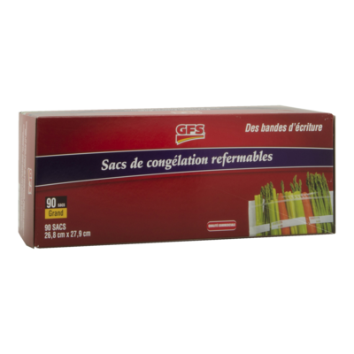 GFS Sacs de congélation refermables en plastique grand format 90 ea, 0,18 $/1ch