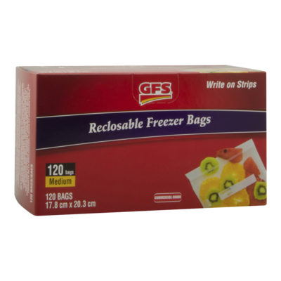 GFS Reclosable Clear Plastic Freezer Bags, Medium 120 ea, $0.11/1ea