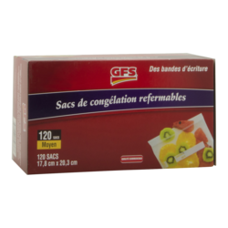 GFS Sacs en plastique de congélation refermables format moyen 120 ea, 0,11 $/1ch