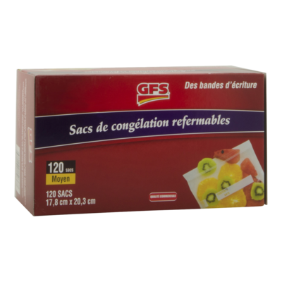 GFS Sacs en plastique de congélation refermables format moyen 120 ea, 0,11 $/1ch