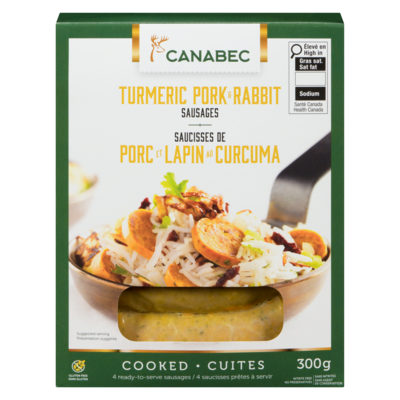 null Saucisses de porc et lapin au curcuma 300 g, 4,33 $/100g