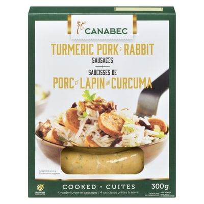 null Saucisses de porc et lapin au curcuma 300 g, 4,33 $/100g