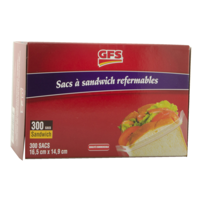 GFS Sacs à sandwich refermables en plastique transparent 300 ea, 0,04 $/1ch