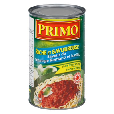 Primo Sauce pour pâtes au fromage romano et basilic Riche et savoureuse 680 ml, 0,34 $/100ml