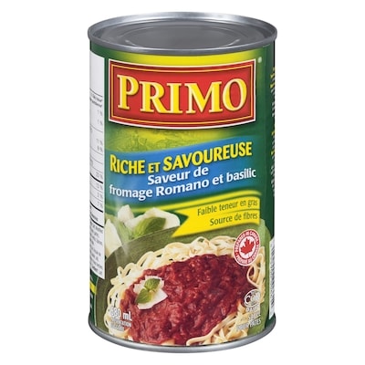 Primo Sauce pour pâtes au fromage romano et basilic Riche et savoureuse 680 ml, 0,48 $/100ml