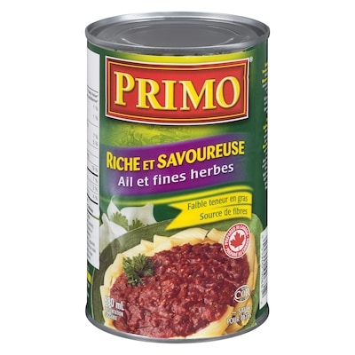 Primo Sauce pour pâtes Riche et savoureuse à l’ail et aux fines herbes 680 ml, 0,50 $/100ml