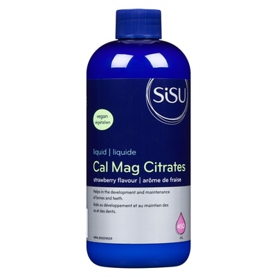 Supplément liquide de calcium magnésium et vitamine D saveur de fraise