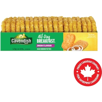 Les Fermes Cavendish Galettes de pommes de terre saveur d'oignon All-Day Breakfast  1.2 kg, 0,71 $/100g