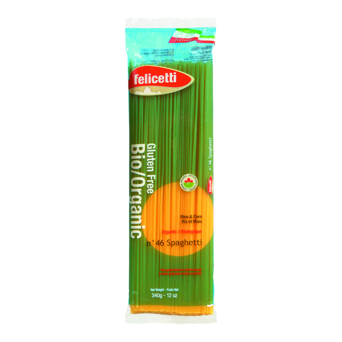 Felicetti Spaghetti de riz et de maïs biologiques 340 g, 1,32 $/100g