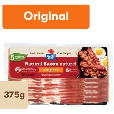 Maple Leaf Bacon naturel original 375 g, 2,66 $/100g
