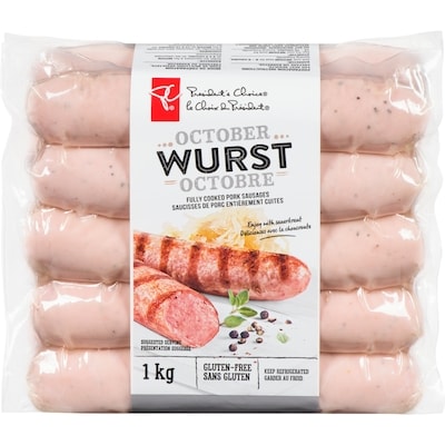 le Choix du Président Saucisses de porc entièrement cuites Wurst octobre 1 kg, 1,60 $/100g
