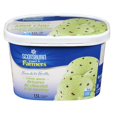 Scotsburn Crème glacée Favori de la Famille aux brisures de chocolat à la menthe Scotsburn 1.5 l, 0,52 $/100ml
