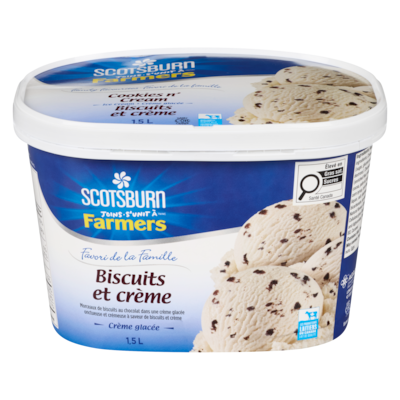 Scotsburn Crème glacée Favori de la Famille aux biscuits et crème Scotsburn 1.5 l, 0,30 $/100ml