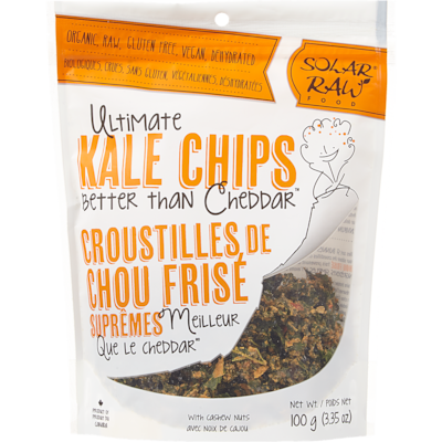 Solar Raw Food Croustilles de chou frisé biologique Meilleur que le cheddar 100 g, 9,99 $/100g