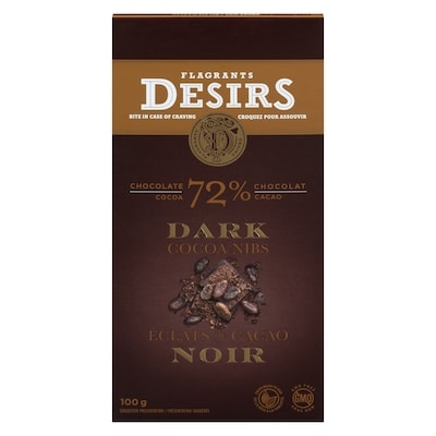 Flagrants Desirs Chocolate 72% Cocoa Dark Cocoa Nibs 100 g, $3.49/100g
