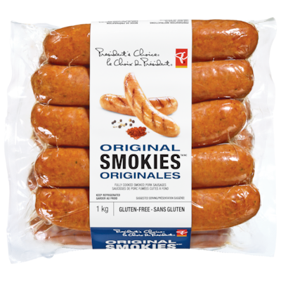 le Choix du Président Saucisses fumées Smokies originales 1 kg, 1,60 $/100g