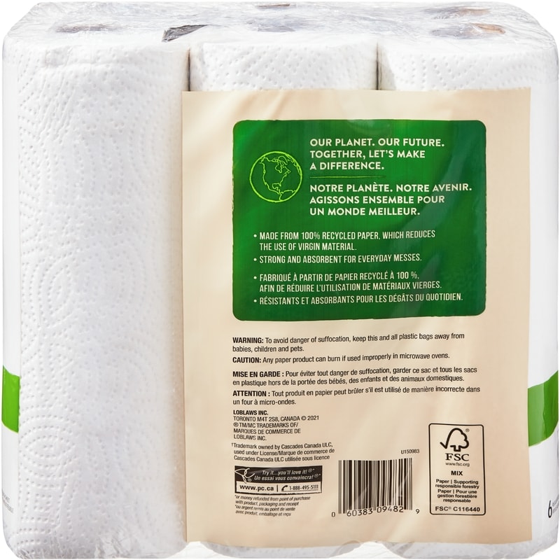 6 Strong & Absorbent Regular Paper Towel Rolls 