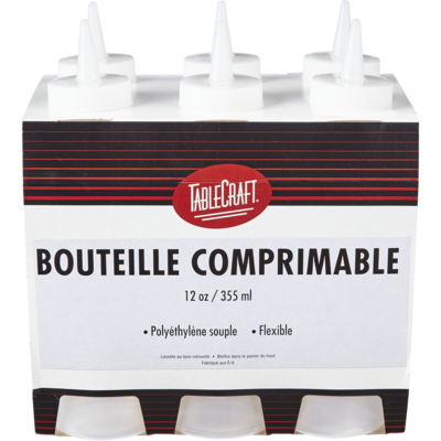 GFS Bouteille distributrice carrée Tablecraft transparente 6x1.0 ea, 1,50 $/1ch
